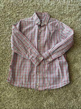 Vineyard vines boys whale shirt 100% cotton sz 5 blue and red stripes